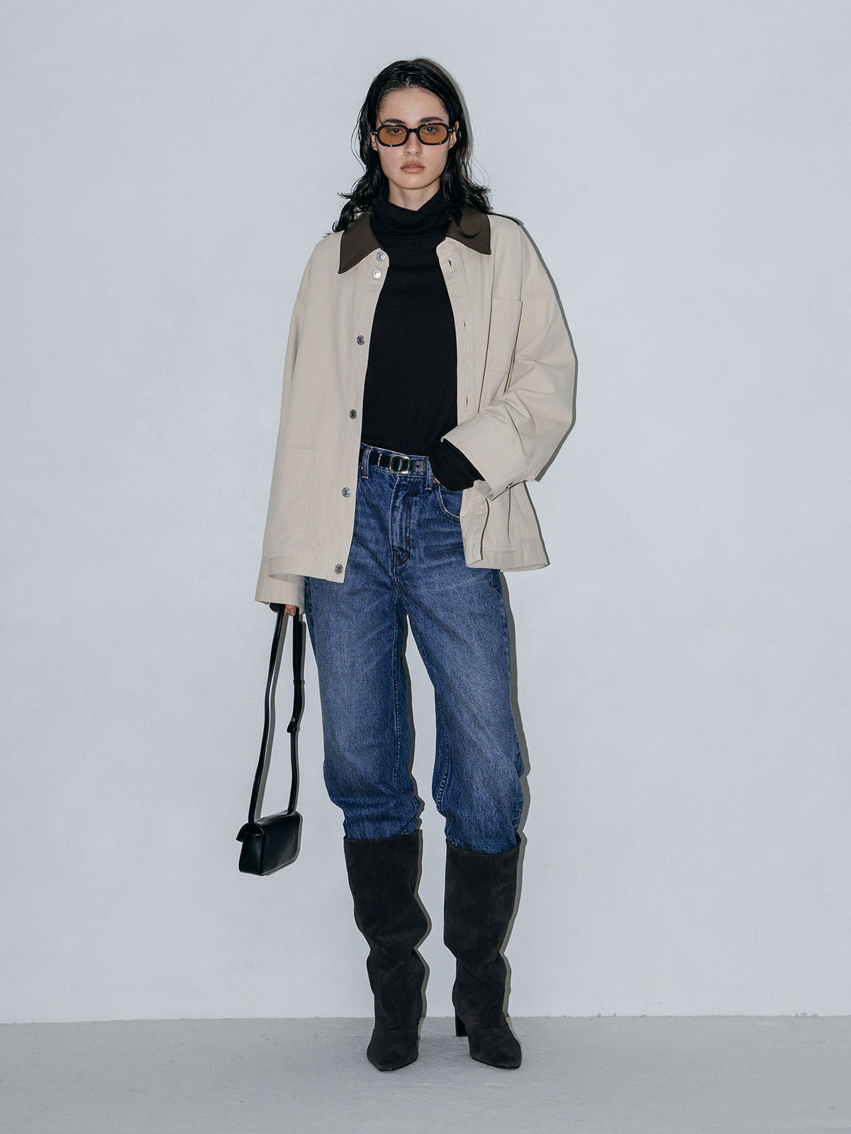 LEATHER COLLAR COVERALL