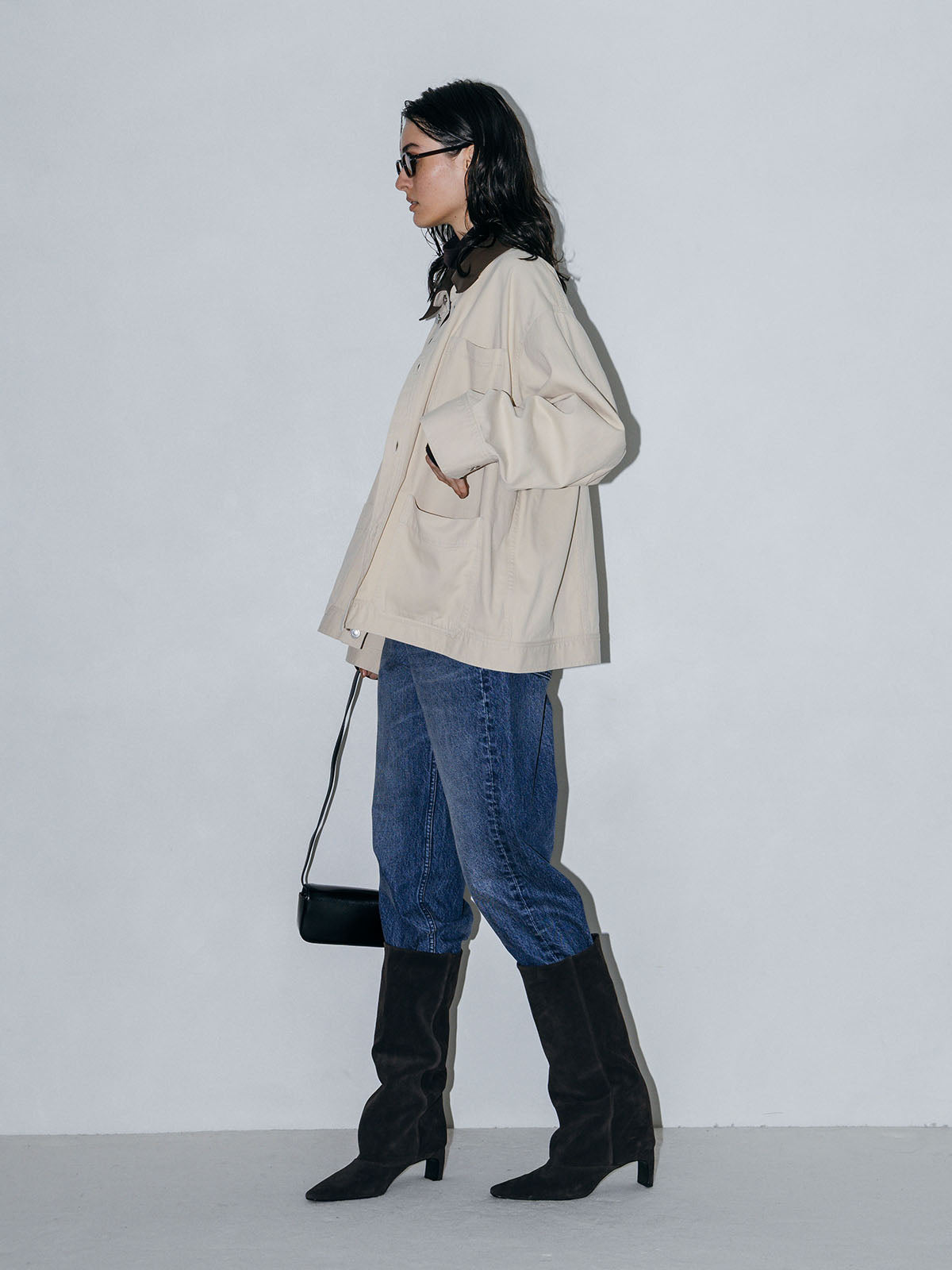 LEATHER COLLAR COVERALL