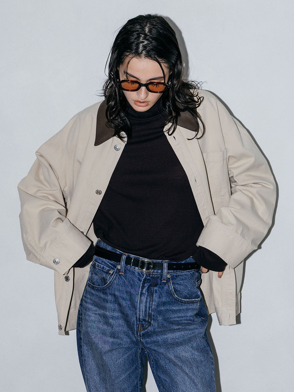LEATHER COLLAR COVERALL