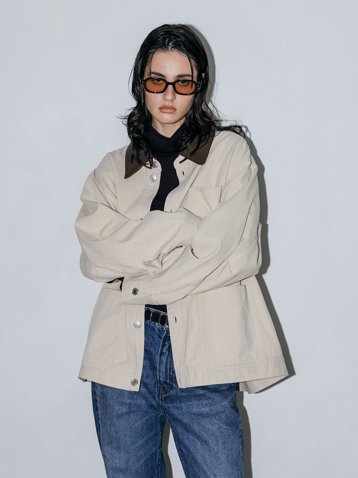 LEATHER COLLAR COVERALL