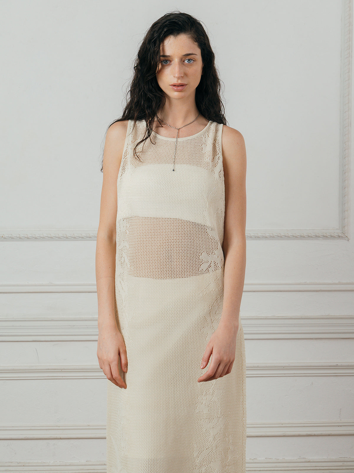 LACE KNIT ONE-PIECE