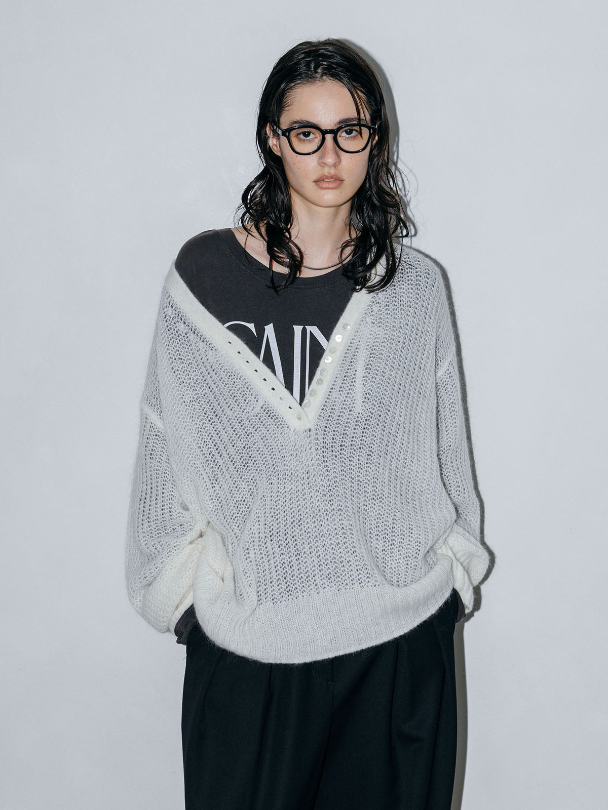 MOHAIR HENLY KNIT TOP
