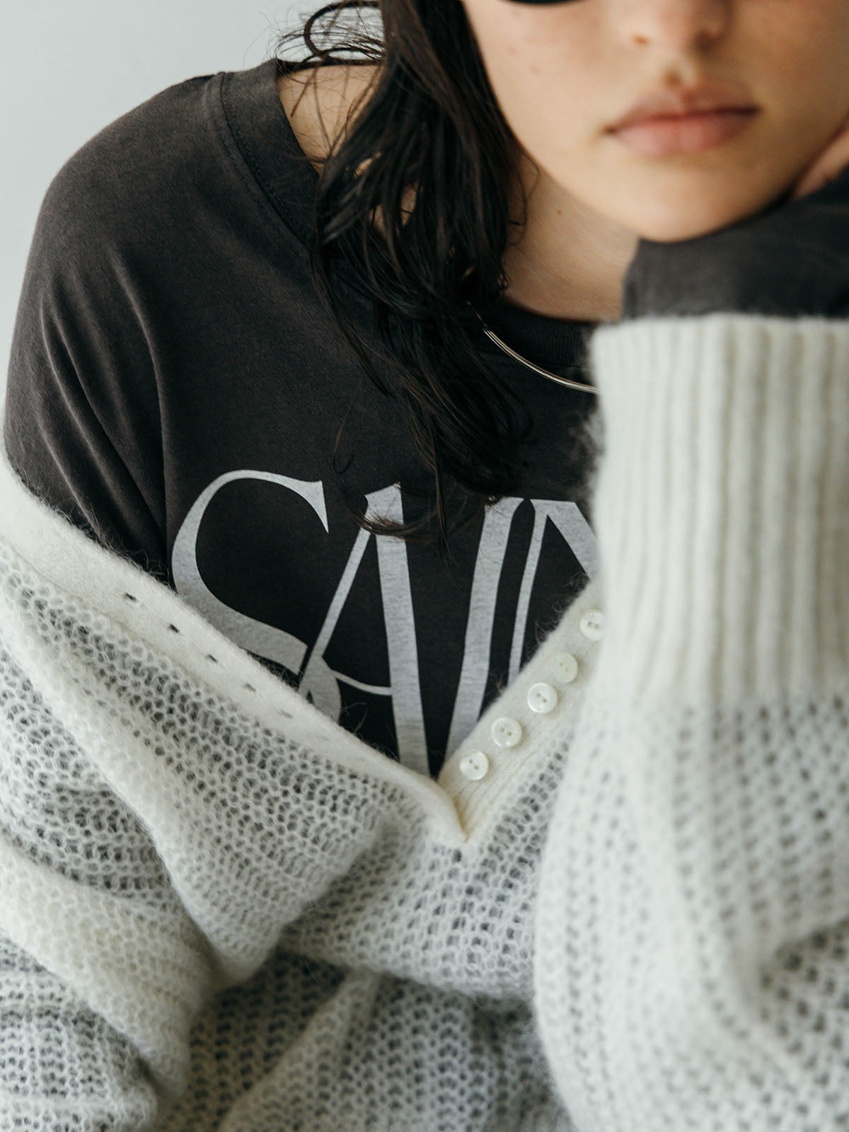 MOHAIR HENLY KNIT TOP