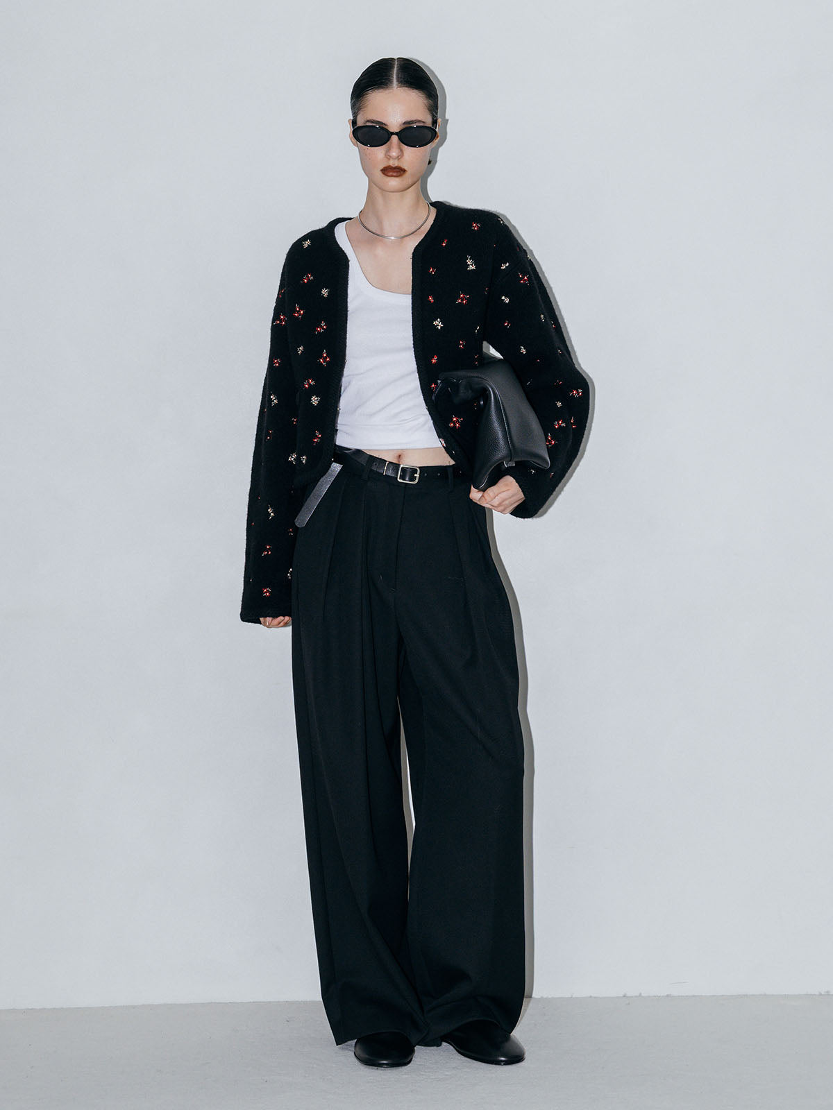 FLOWER EMBROIDERY KNIT JACKET