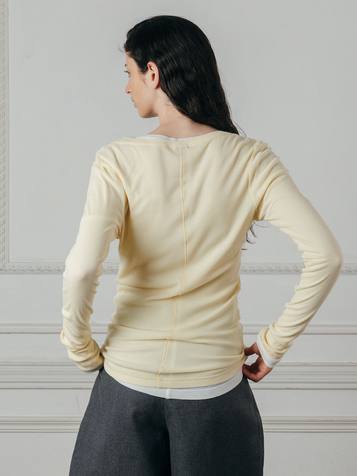 SHEER HENLEY NECK SHIRT
