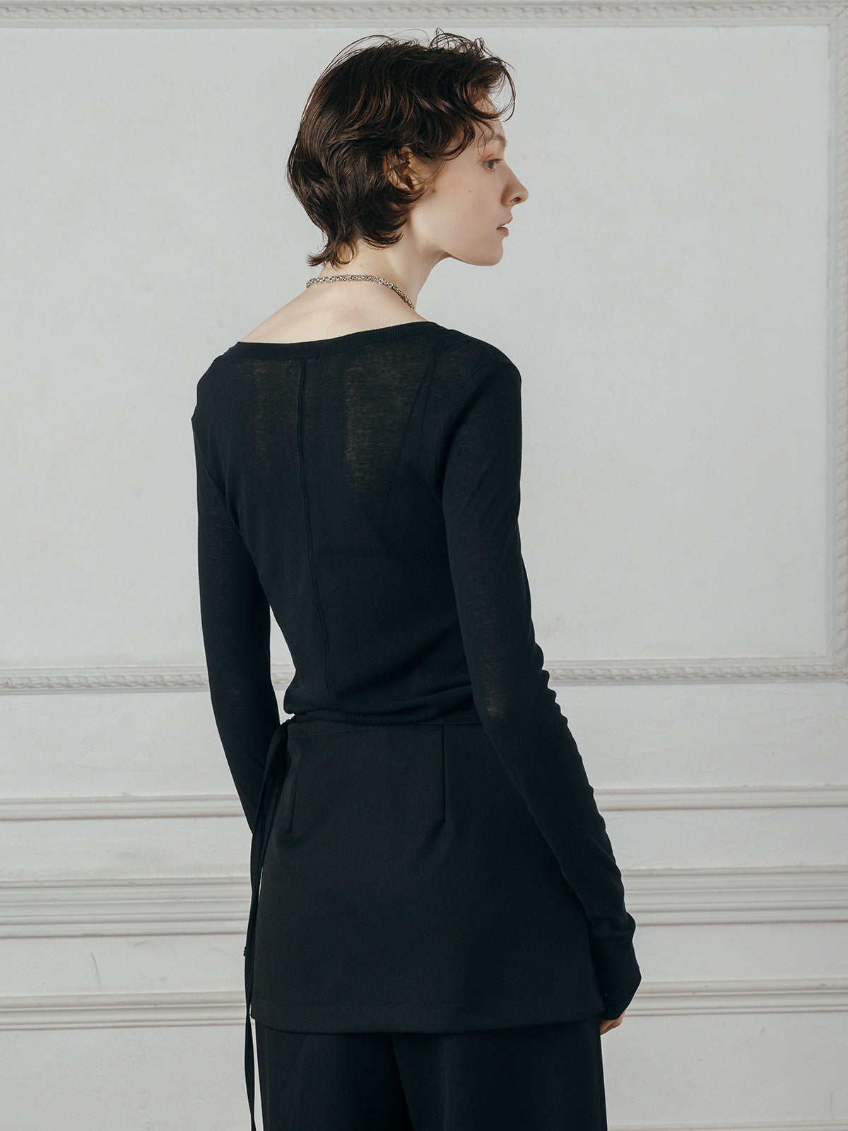 SHEER HENLEY NECK SHIRT