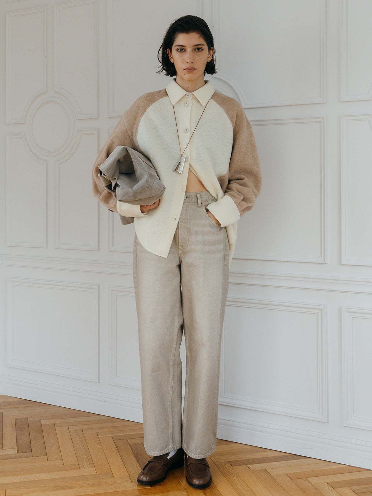 WOOL GAUZE PATCHWORK SHIRT JACKET