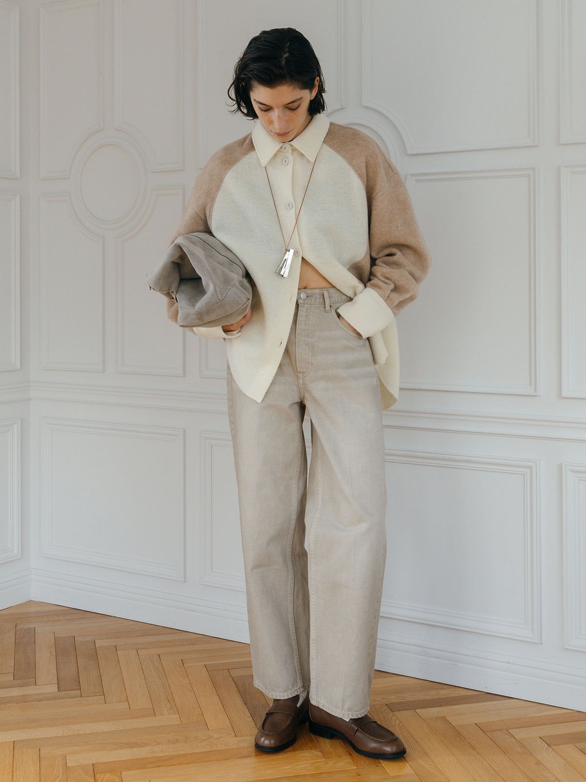 WOOL GAUZE PATCHWORK SHIRT JACKET