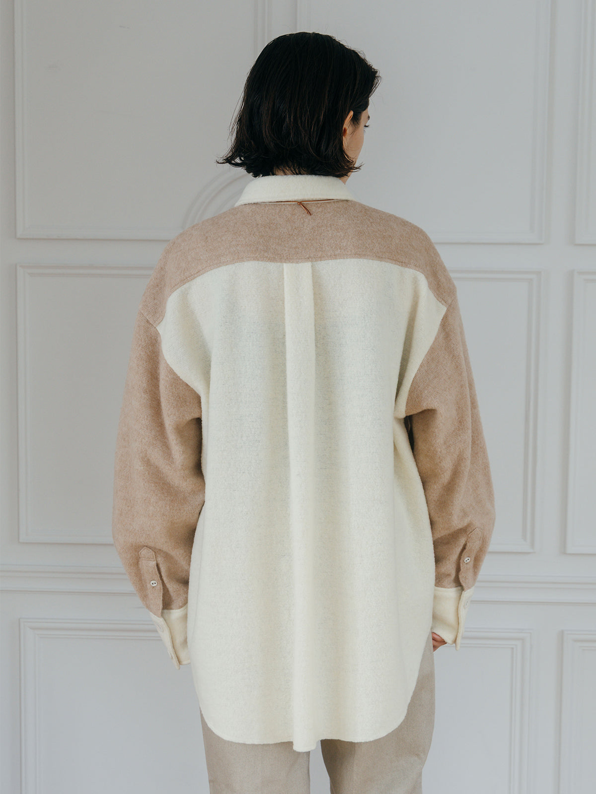 WOOL GAUZE PATCHWORK SHIRT JACKET