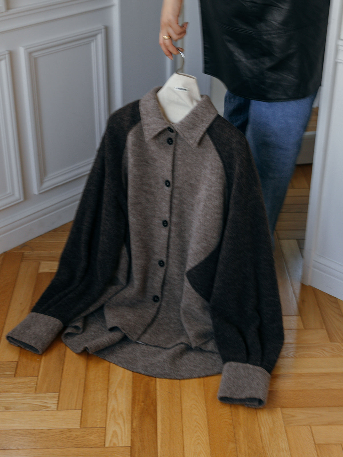 WOOL GAUZE PATCHWORK SHIRT JACKET